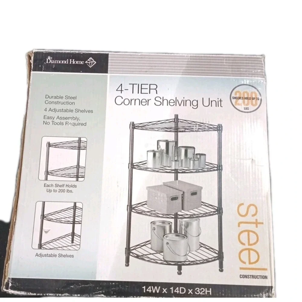 Diamond Home Four Tier Corner Shelving Unit NIB